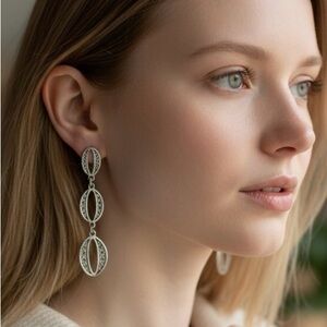 Stella & Dot Kimberly Drop  SilverEarrings